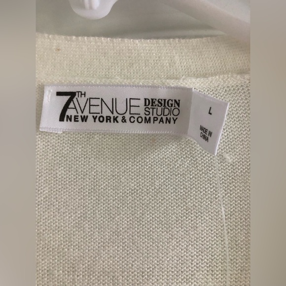 Cream Cardigan Size Large by 7th Avenue - NWT - Picture 3 of 7